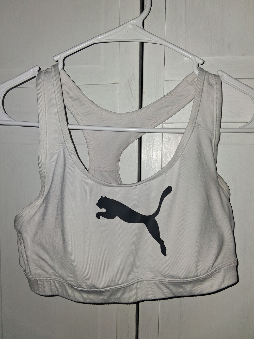PUMA White Sports Bra - Women's Supportive Racerback